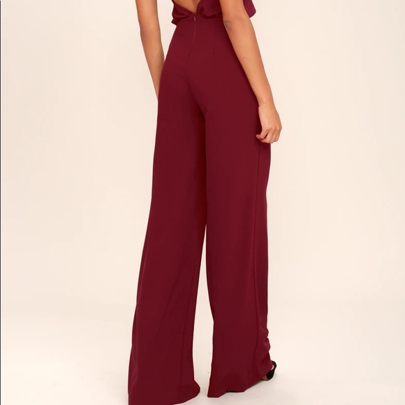 Burgundy open back jumpsuit - Picture 3 of 11